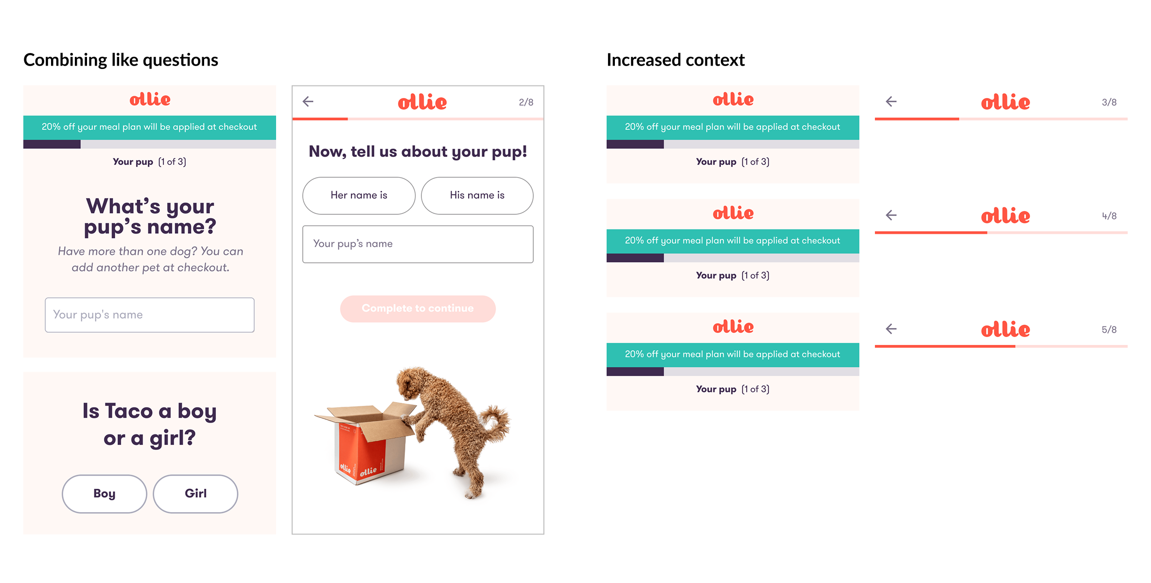 Ollie onboarding dog profile questions
