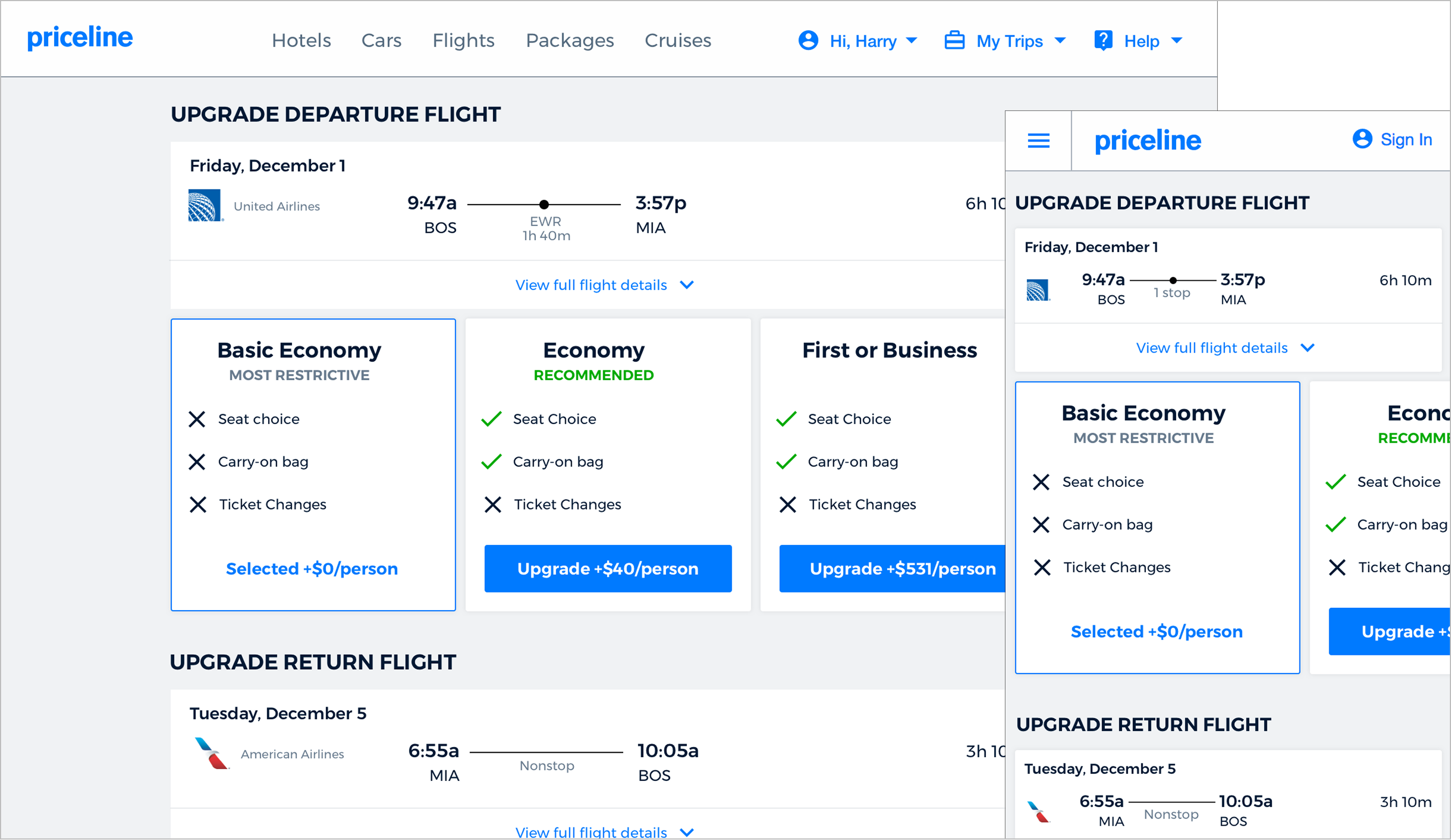 Priceline Fare Brands project preview